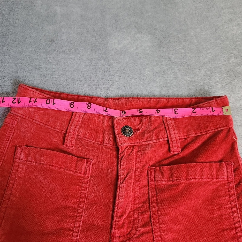 New Free People Red Pants Women's Size 0 Patch Pocket Cotton Blend Bootcut Flare - Picture 5 of 10